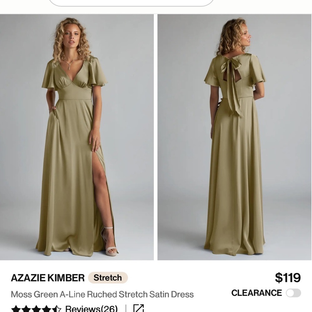 Azazie Kimber Moss Green Bridesmaid Dress